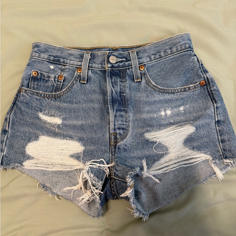 Levi's Light Blue Distressed Jean Shorts